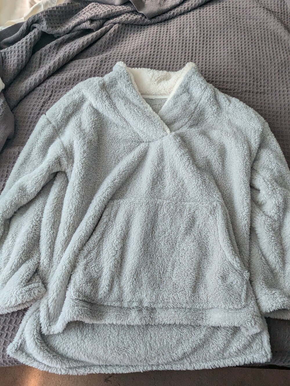 Fluffy Fleece Sweater With Kangaroo Pocket